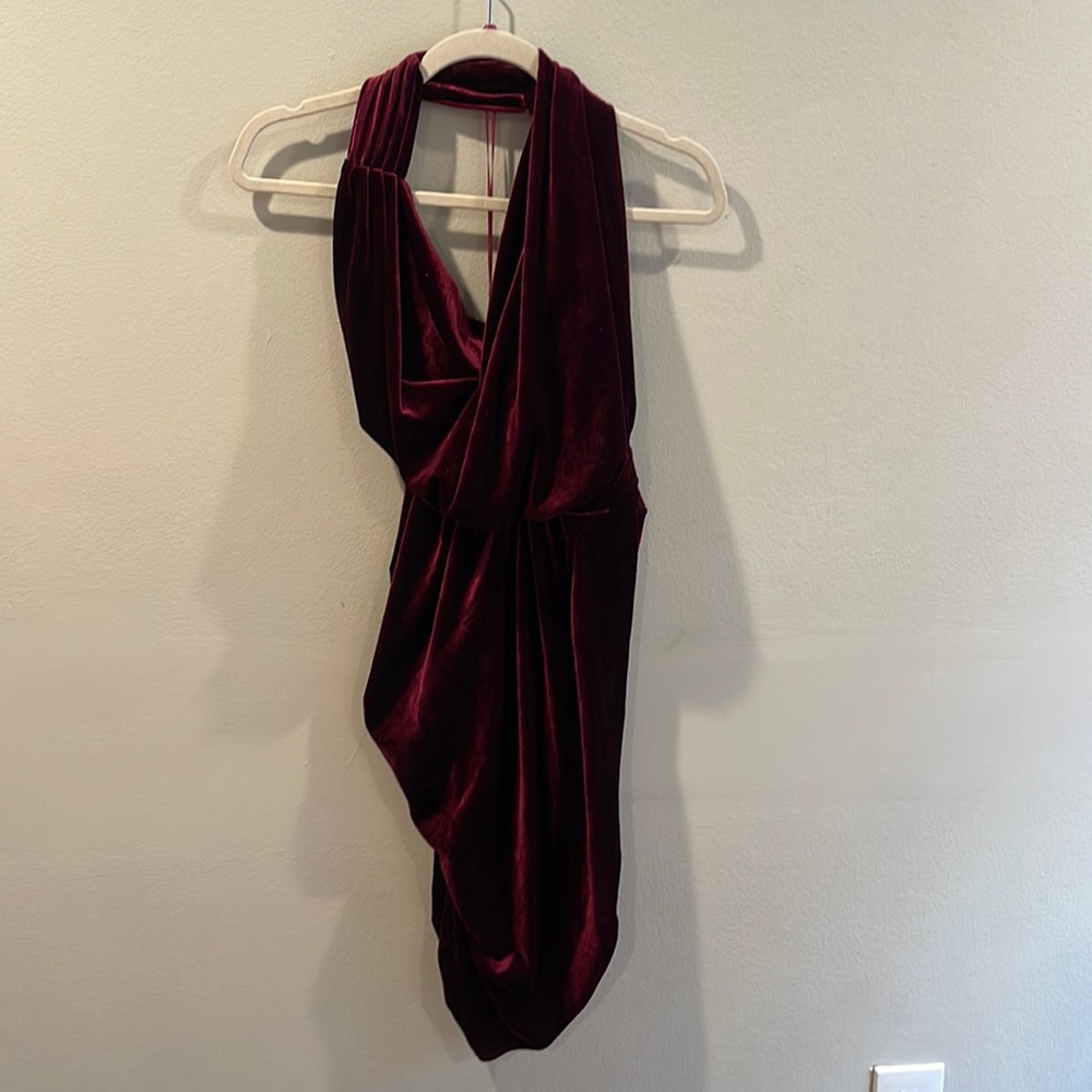 Brand is Nude, Size XS Red, velvet halter dress